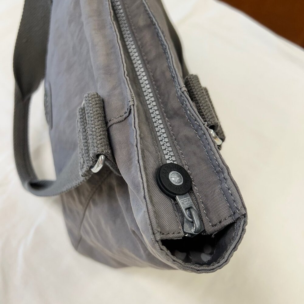 Kipling Gray Tote Bag – Style TM5251-076 – Polka Dot Lining - Picture 5 of 15